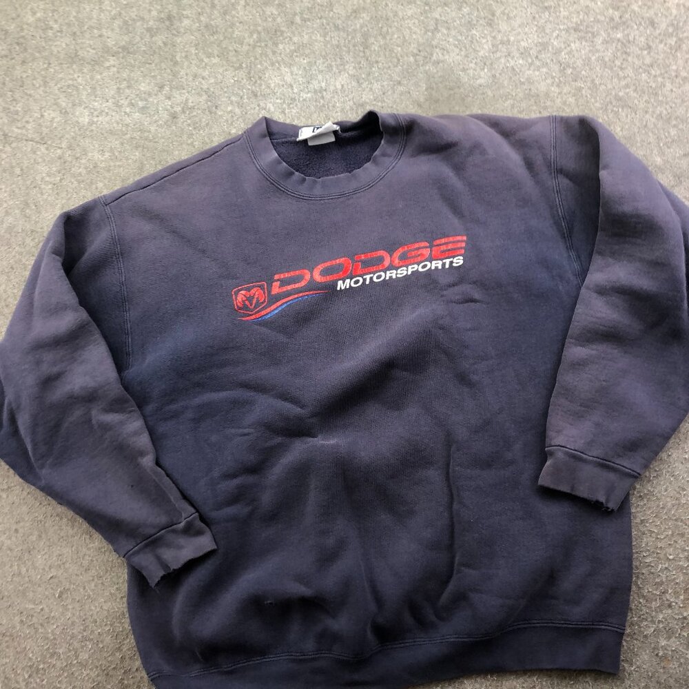 Vintage Dodge Motorsports Sweatshirt Mens Large Blue Heavyweight Lee Distressed